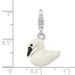 Sterling Silver 3-D Enameled White Swan W/ Lobster Clasp Charm_voghion.com