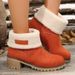 Large-size snow boots one shoe two women's chunky heel mid-calf boots_voghion.com