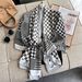 New Women's Thousand Bird Grid Checkered Lijing Forged Thin Shawl Beach Scarf Simulation Silk Neck_voghion.com