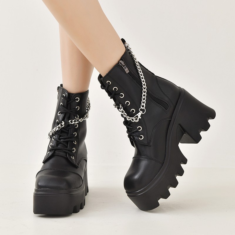 2024 neue knöchellange Martin-Muffin-Schnürstiefel mit dickem Boden und Blockabsatz für Damen_voghion.com