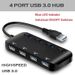 4-Port USB/Type-C 3.0 Hub with Individual LED Power Switches Portable Data Hub Compatible Transfer Splitter_voghion.com