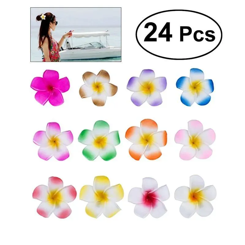 24 pezzi da 2,4 pollici di fiori di plumeria hawaiani, fermagli per capelli in schiuma, accessori per decorazioni per eventi di nozze e feste in spiaggia_voghion.com