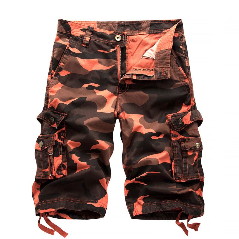 Men's Camouflage 5-Point Pants Washed Multi-Pocket Large Size Loose Workwear Shorts Casual Sports Shorts_voghion.com