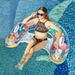 Eco-Friendly Pool Float - U-Shaped Inflatable Lounger With Backrest & Glitter Design For Adults Premium PVC Floating Chair For Beach & Pool Relaxation_voghion.com