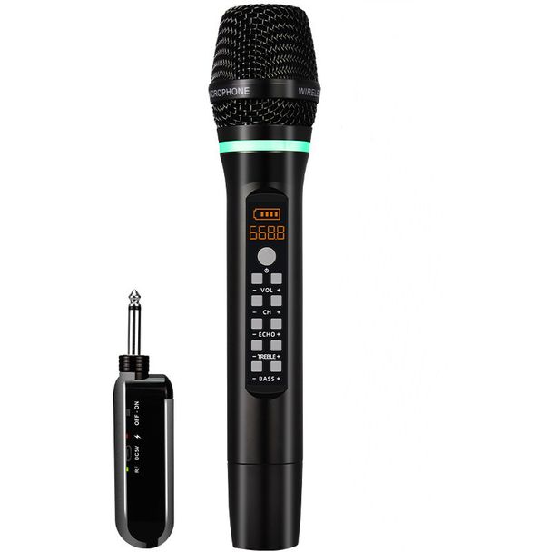 Professionele UHF draadloze microfoon, draagbare Bluetooth karaokemicrofoon, opnamestudio, thuisfeest, zingen voor autoluidspreker_voghion.com