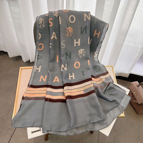 Sciarpa invernale calda alla moda e in stile occidentale da donna in cotone e lino, versione coreana 2024, nuova lettera, scialle drappeggiato con_voghion.com