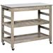 HOMCOM Rolling Kitchen Cart, Gray, With Stainless Steel Countertop, Bottom Shelf, Slotted Middle Shelf, 4 Castor Wheels_voghion.com