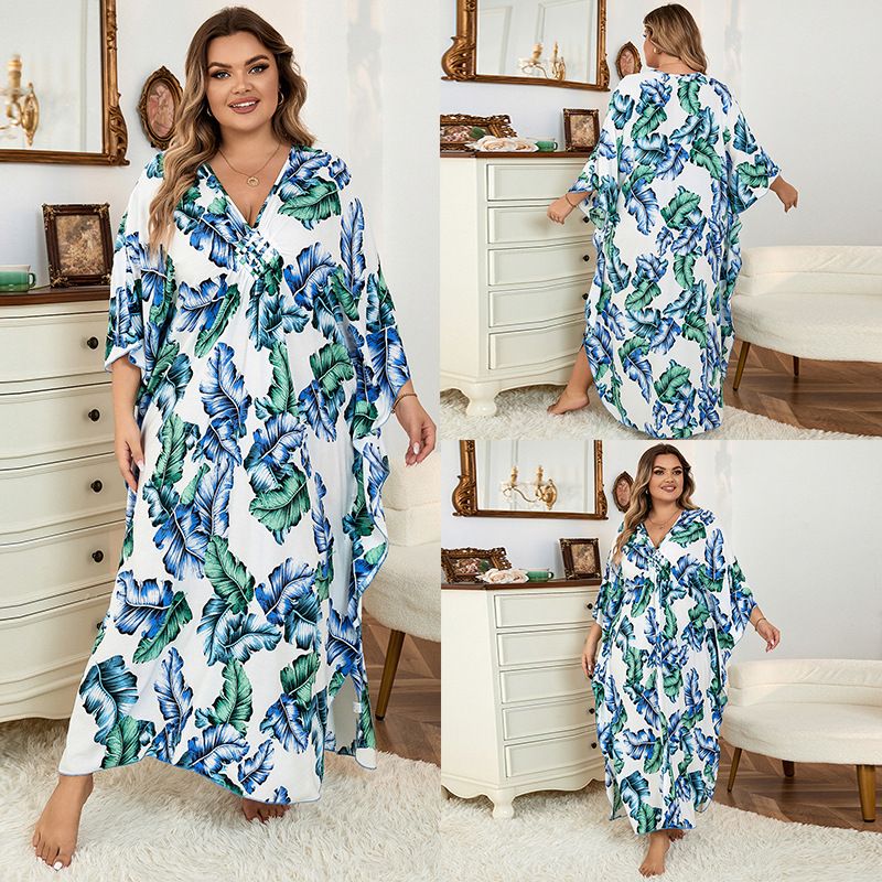Boho Cotton Maxi Dress – Oversized Beach Cover-Up, Flowy Tunic For Women, Plus Size Swim Wrap With Stylish Prints_voghion.com