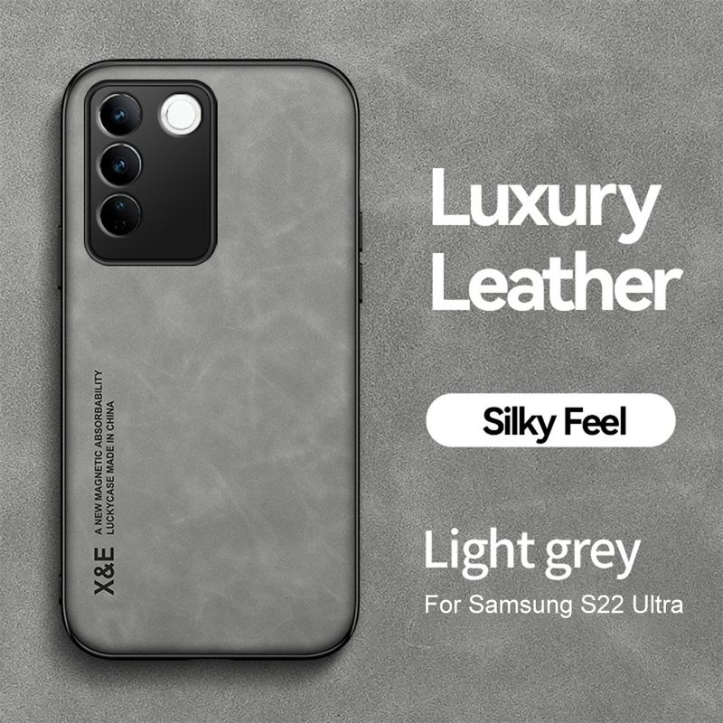 For Vivo V27 Case Lambskin Magnetic Back Leather Coque VivoV27 Pro Vivi V 27 27V V27Pro 6.78" 5G Silicone Frame Protection Cover_voghion.com