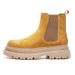 Buffny Men's Slip-On Chelsea Boots - Vintage British Style Chunky Sole Ankle Boots For Casual Wear (Black/Yellow)_voghion.com