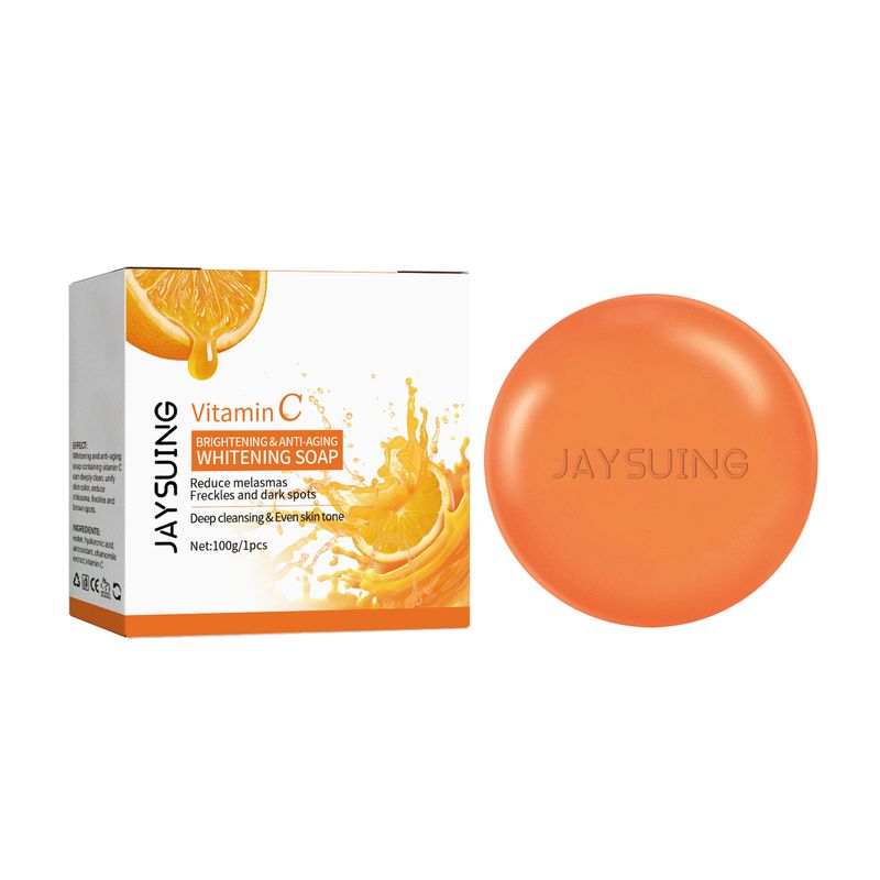 Jaysuing Vitamin C Anti Wrinkle Brightening White Soap Facial Skincare Gently Cleansing and Fading Spots_voghion.com