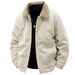 Cordjacke für Herren mit Sherpa-Fleecefutter – Wintermantel im Vintage-Stil mit Reverskragen und Knopfleiste – Schmale Passform, Retro-Oberbekleidung_voghion.com