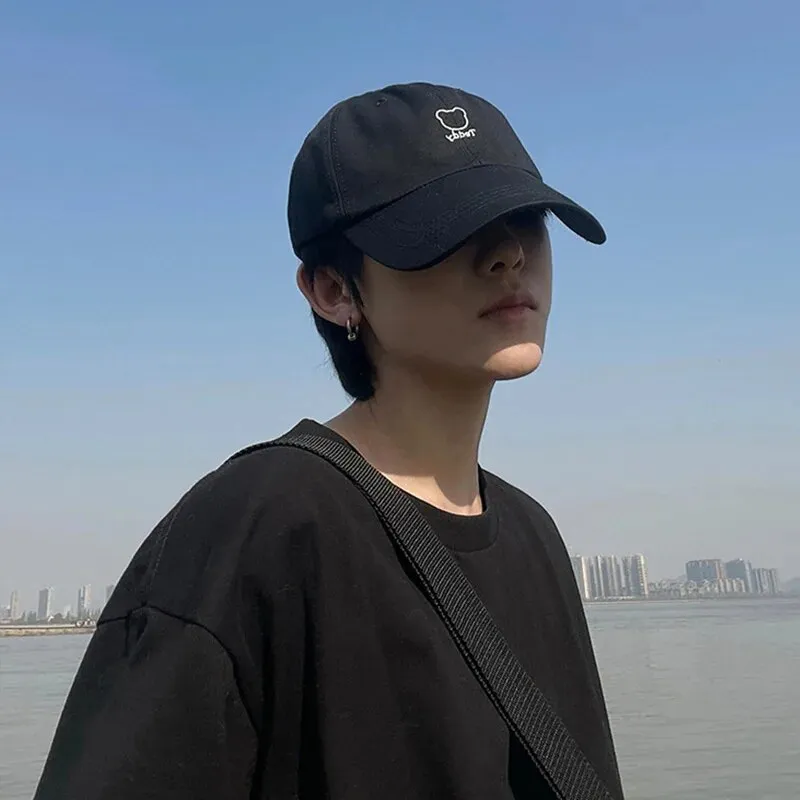 Hot Sale Bear Embroidery Women Baseball Hat Unisex Adjustable Snapback Peaked Cap Soild Color Cotton Bonnet Girls Outdoor Sport_voghion.com
