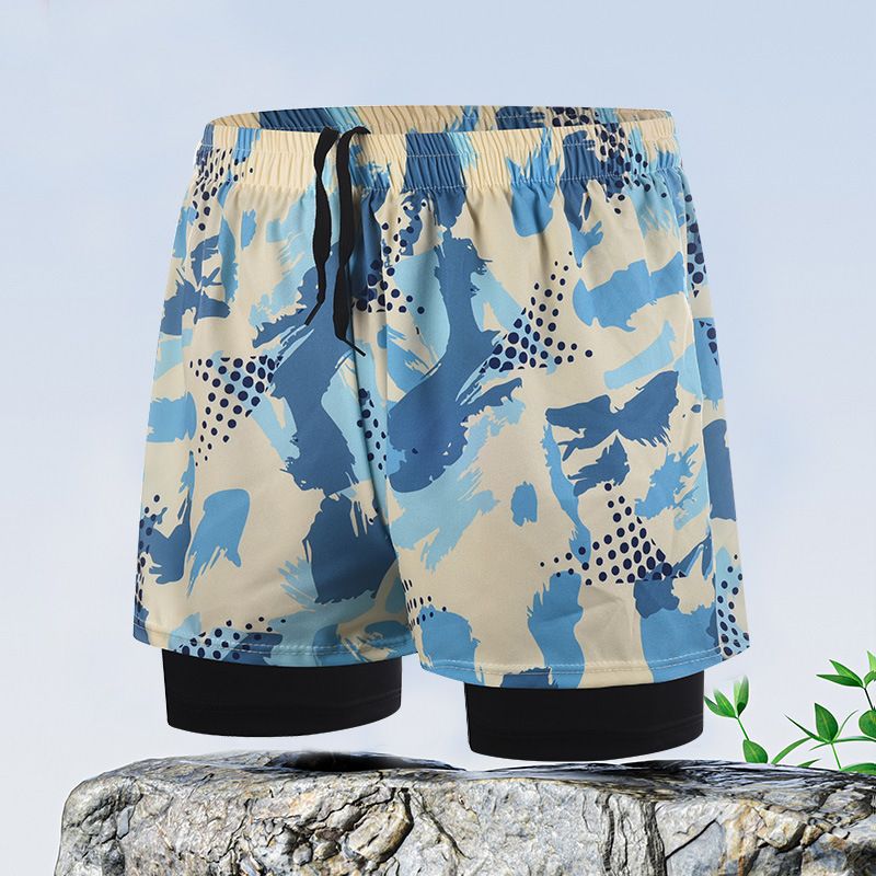 New Quick-Dry Double-Layer Anti-Embarrassment Plus Size Loose Fit Printed Adult Swim Trunks Professional Men's Swimwear_voghion.com