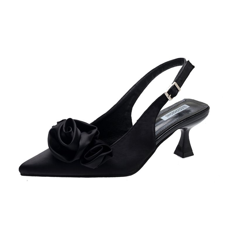 Promi-Temperament zurück leere Sandalen Frauen 2024 neue Satin ein Fuß Slip auf geschlossenen Zehen Hausschuhe Sommerrock tragen High Heel Sandalen_voghion.com