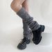 Calcetines con dobladillo retorcido para mujer con etiqueta, calentadores de piernas estilo coreano de jefa, calcetines de lana hasta la pantorrilla y hasta la rodilla._voghion.com