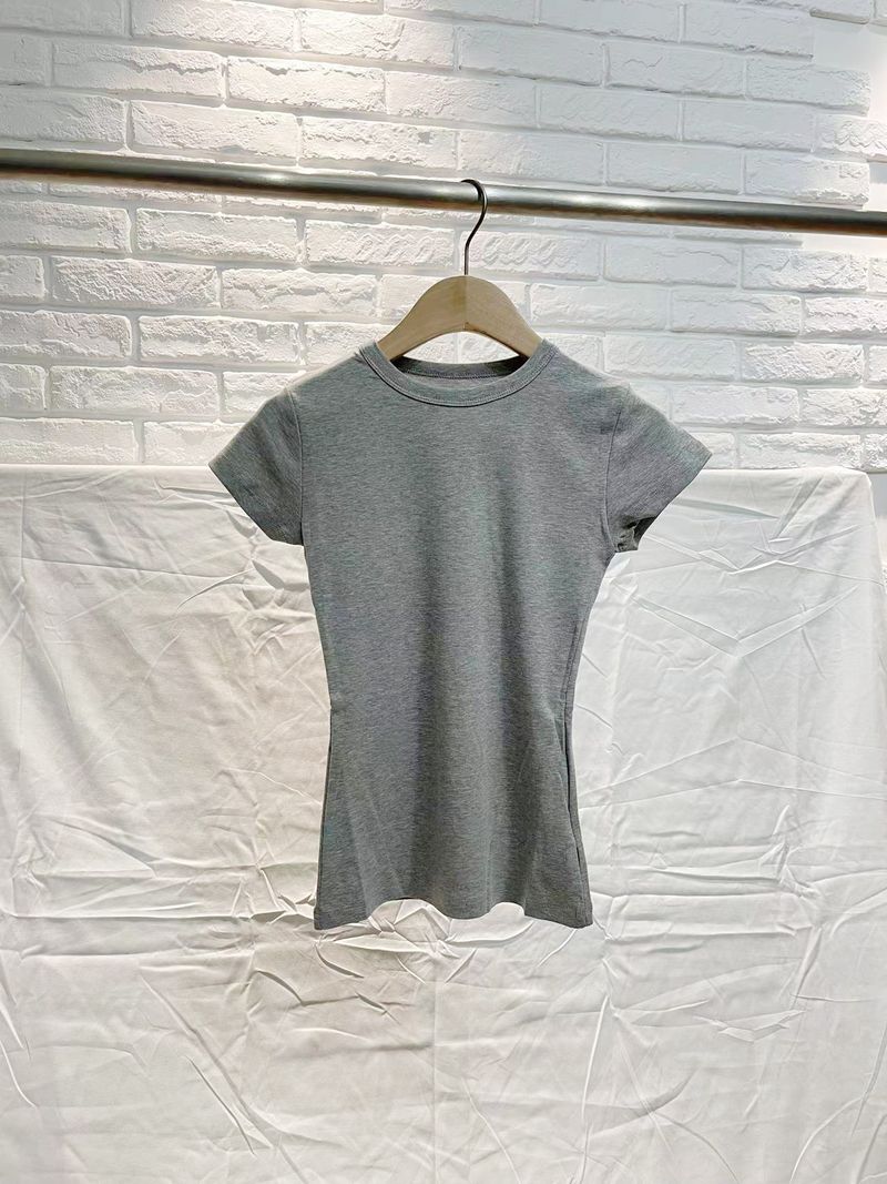 Maglietta a clessidra da donna, a maniche corte, slim fit, con spalle dritte e vestibilità slim, in cotone classico e semplice._voghion.com