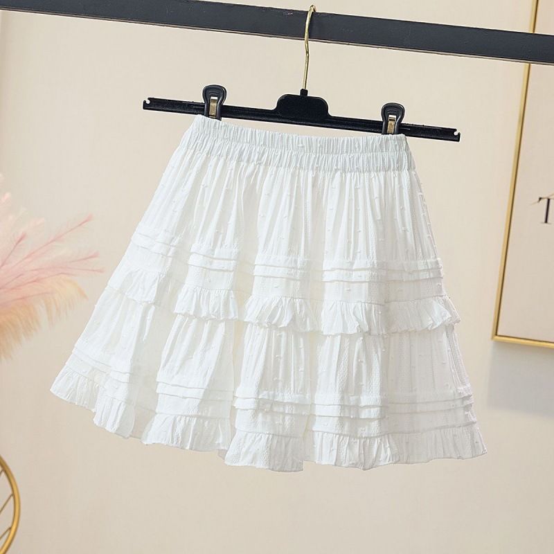 Jupe bouffante blanche courte taille haute amincissante pour femme, nouvelle collection printemps-été_voghion.com