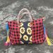 Zwarte en rode geruite sjaal reistas zonnebloem bagagetas kwast handtas zonnebloem tas_voghion.com