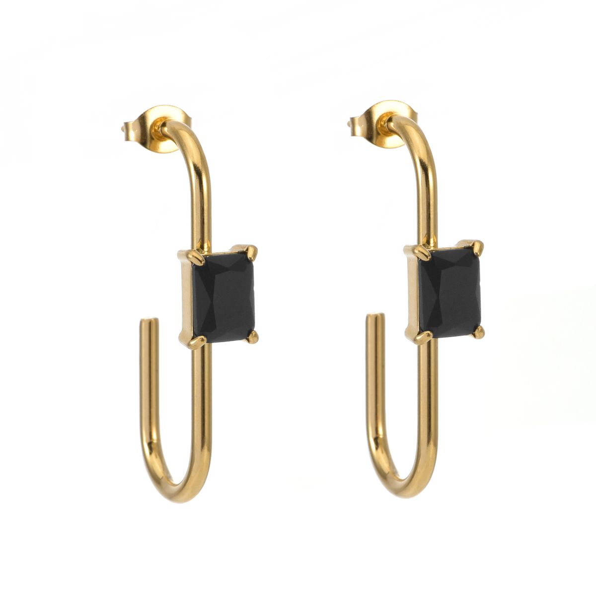 Orecchini da donna con zirconi, orecchini in acciaio inossidabile alla moda, orecchini geometrici versatili, accessori_voghion.com