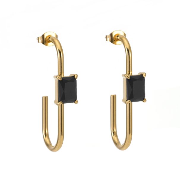 Orecchini da donna con zirconi, orecchini in acciaio inossidabile alla moda, orecchini geometrici versatili, accessori_voghion.com