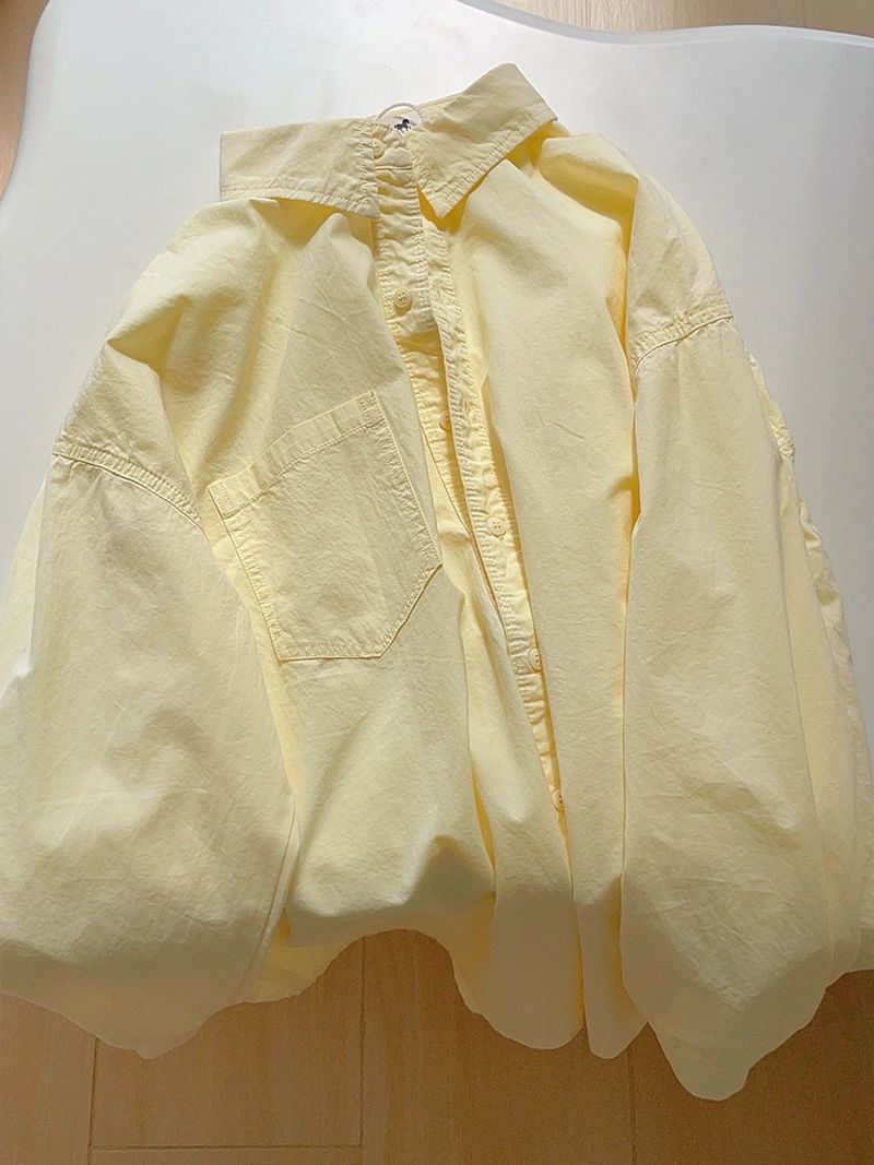 Women's Clothing Yellow Long Sleeved Loose Niche Versatile Shirt_voghion.com