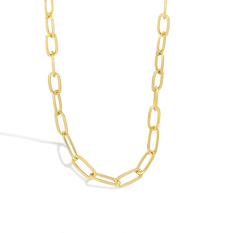 Collana impilabile con catena a clip in rame placcato oro per donna, con clavicola e ciondolo a forma di nicchia_voghion.com
