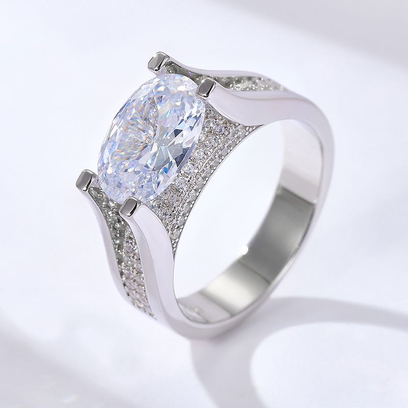 Anello da donna in argento sterling S925 con zircone ovale da 4,5 carati, versione larga, di alta qualità._voghion.com