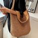 Borsa da spiaggia estiva in paglia intrecciata, semplice ed elegante, stile 2025, per le donne._voghion.com