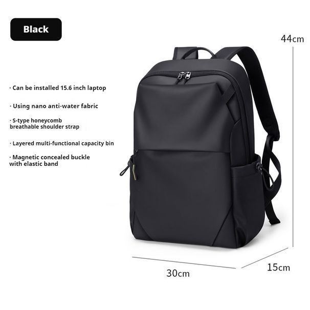 Herrmoderyggsäck Elegant och minimalistisk ryggsäck Vattentät läderfilm för män Herrväska 15 tums datorväska Casual ryggsäck Svart resväska_voghion.com