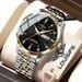 Men's Stainless Steel Quartz Watch With Luminous Hands, Date Display, And 10m Water Resistance - Elegant Business Style Quartz Watch_voghion.com