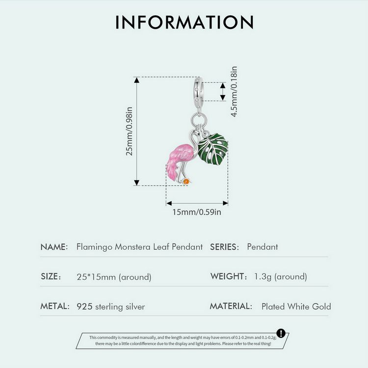 Flamingo Monstera Leaf Pendant Charm_voghion.com