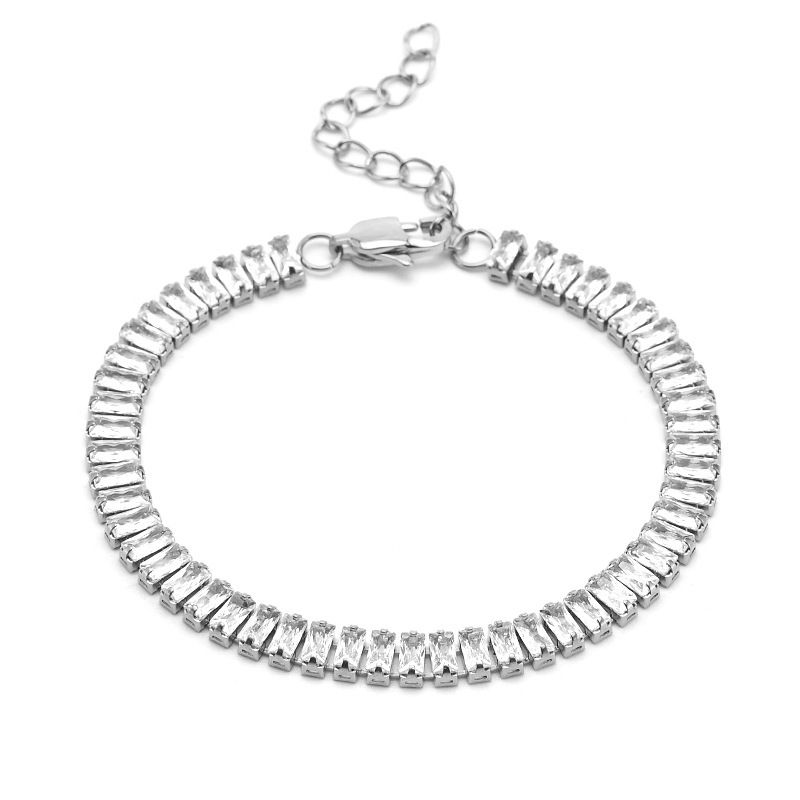 Trendy Personalized Rectangular Zircon Short Chain Women's Neck Chain European And American New Fashion Collarbone Chain_voghion.com