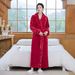 Flannel Splicing Long Lapel Long-sleeved Nightgown Warm And Comfortable Loungewear Women's Pajamas_voghion.com