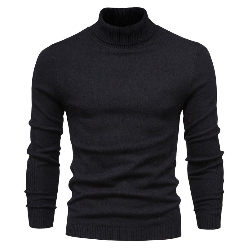 Herfst en winter nieuwe casual heren effen kleur trui mode hoge kraag heren casual gebreide draad overhemd_voghion.com
