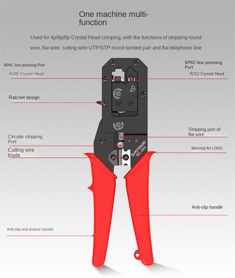 Profesjonalny wielofunkcyjny obcinak do kabli sieciowych - wytrzymałe narzędzie ze stali SK5 do zaciskania wtyczek 4P/6P/8P RJ45/RJ12_voghion.com