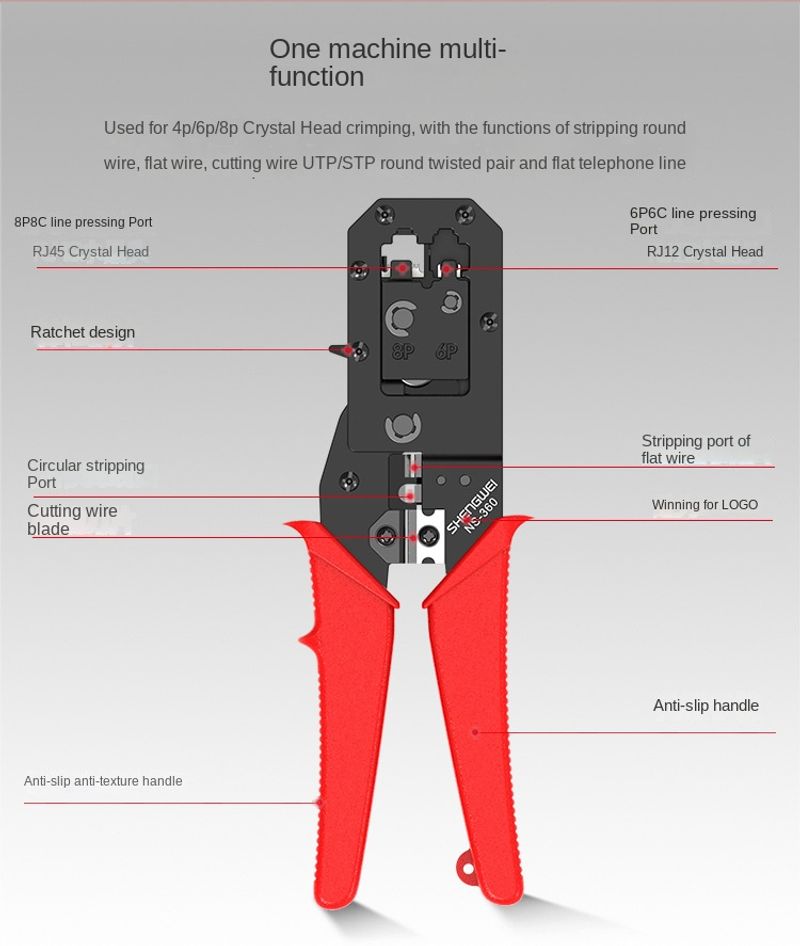 Professional-Grade Multi-Function Network Cable Cutter - Durable SK5 Steel Tool for 4P/6P/8P RJ45/RJ12 Plug Crimping_voghion.com