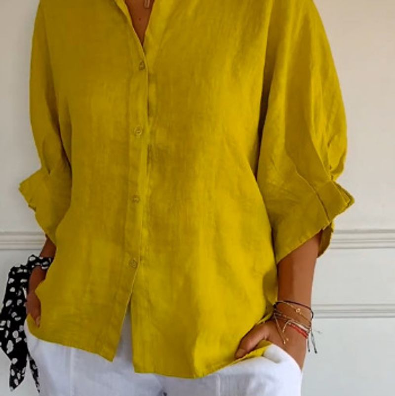 [Cotton Linen] Women’s Clothing Spring Hot Style Cotton And Linen Back Tie Design Shirt Long Sleeve Shirt_voghion.com