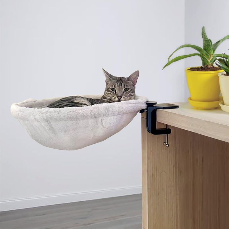 Desk Adjustable Ergonomic Kitten Bed Nest Desktop Cat Hammock_voghion.com