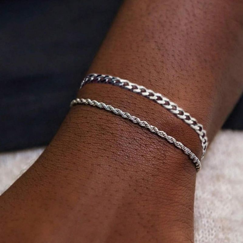 Pulsera de acero inoxidable chapada en oro, estilo cubano trenzado, de alta gama, con personalidad y versátil para hombre._voghion.com