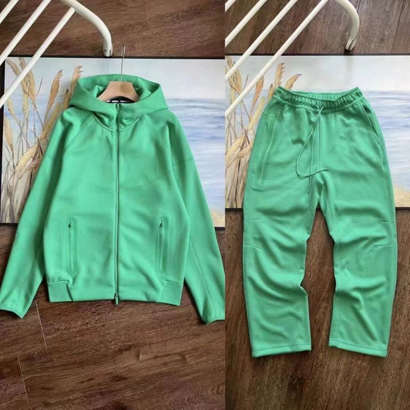 24 Year New Casual Sports Air Layer Hooded Jacket Sweatpants Wide Leg Pants Set 454 And 461_voghion.com
