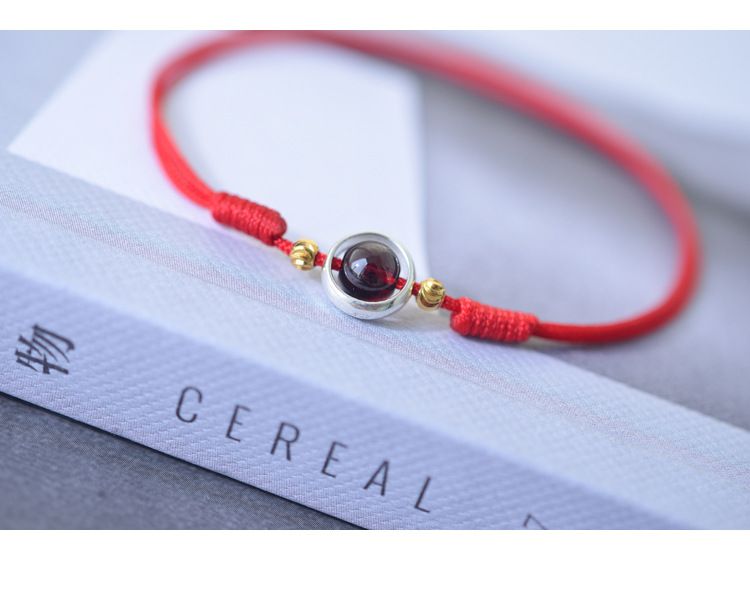 Koreanischen Stil Einfache Persönlichkeit Granat Perlen Fußkettchen Schmuck Zubehör Für Frauen String Knöchel Seil Neue Rote Modell_voghion.com