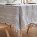 French Striped Linen Tablecloth – Slip-Resistant Rectangular Cotton Table Cover For Dining & Coffee Tables (Grey Geometric Pattern)_voghion.com