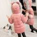 Piumino lungo invernale con cappuccio e fodera in pile per bambine, giacca spessa di media lunghezza per bambini, design con libellula dei cartoni animati, moda in stile coreano_voghion.com