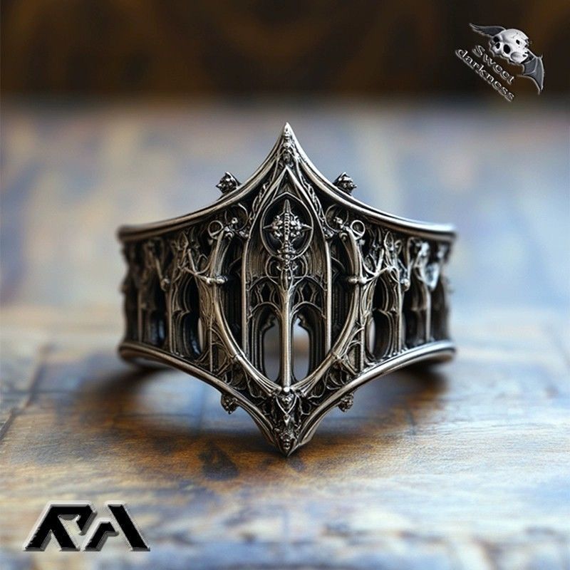 Nuovo anello gotico classico, moda creativa, regalo, castello, personalità_voghion.com