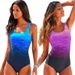Vêtements pour femmes Maillot de bain une pièce dos nu sexy pour femme Maillot de bain grande taille Maillot de bain imprimé dégradé_voghion.com