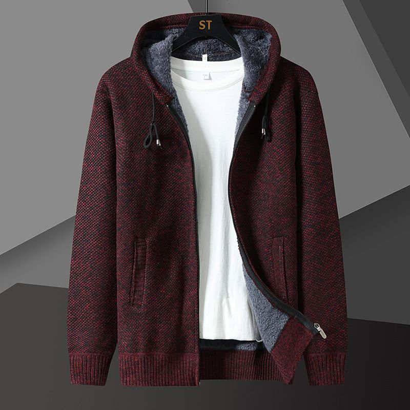 Abbigliamento da uomo più maglione caldo di cashmere maglieria autunno e inverno nuovo cardigan con cappuccio giacca casual di grandi dimensioni_voghion.com