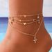 Hot selling creative diamond inlaid with multiple layers of love, peach heart beach chains, cross ankle chains_voghion.com