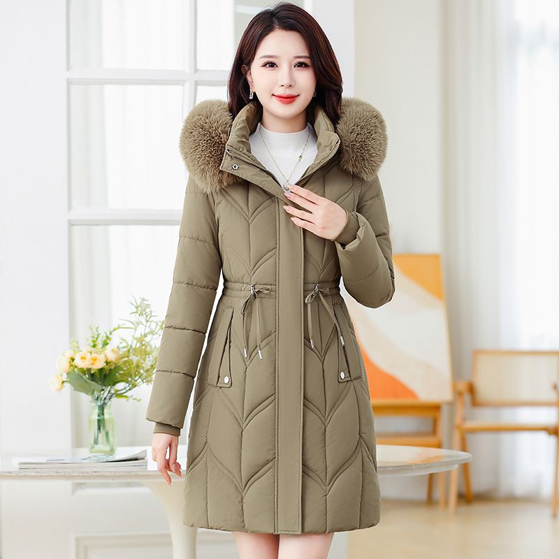 Women's Winter Longline Padded Coat With Faux Fur Hood – Slim Fit Quilted Jacket, Warm Fleece Lining, Zipper Closure_voghion.com