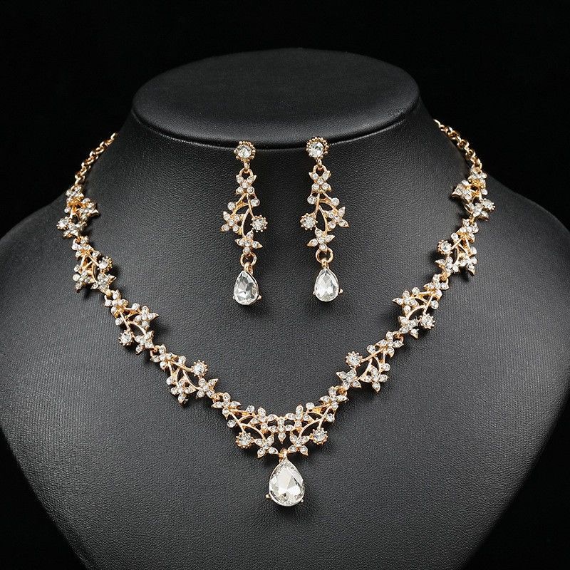 Set di orecchini coreani da sposa, accessori per abiti da sposa, gioielli, decorazioni, collana, donna_voghion.com